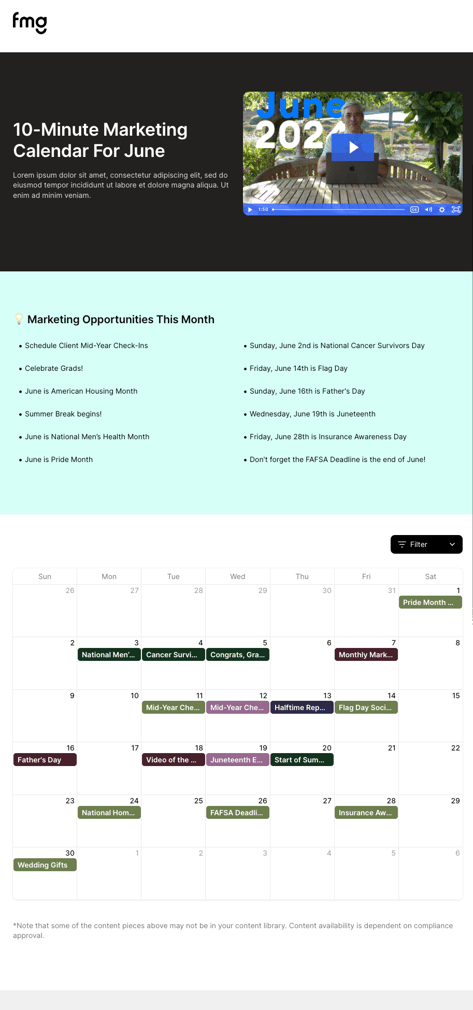Monthly Marketing Calendar - June 2024