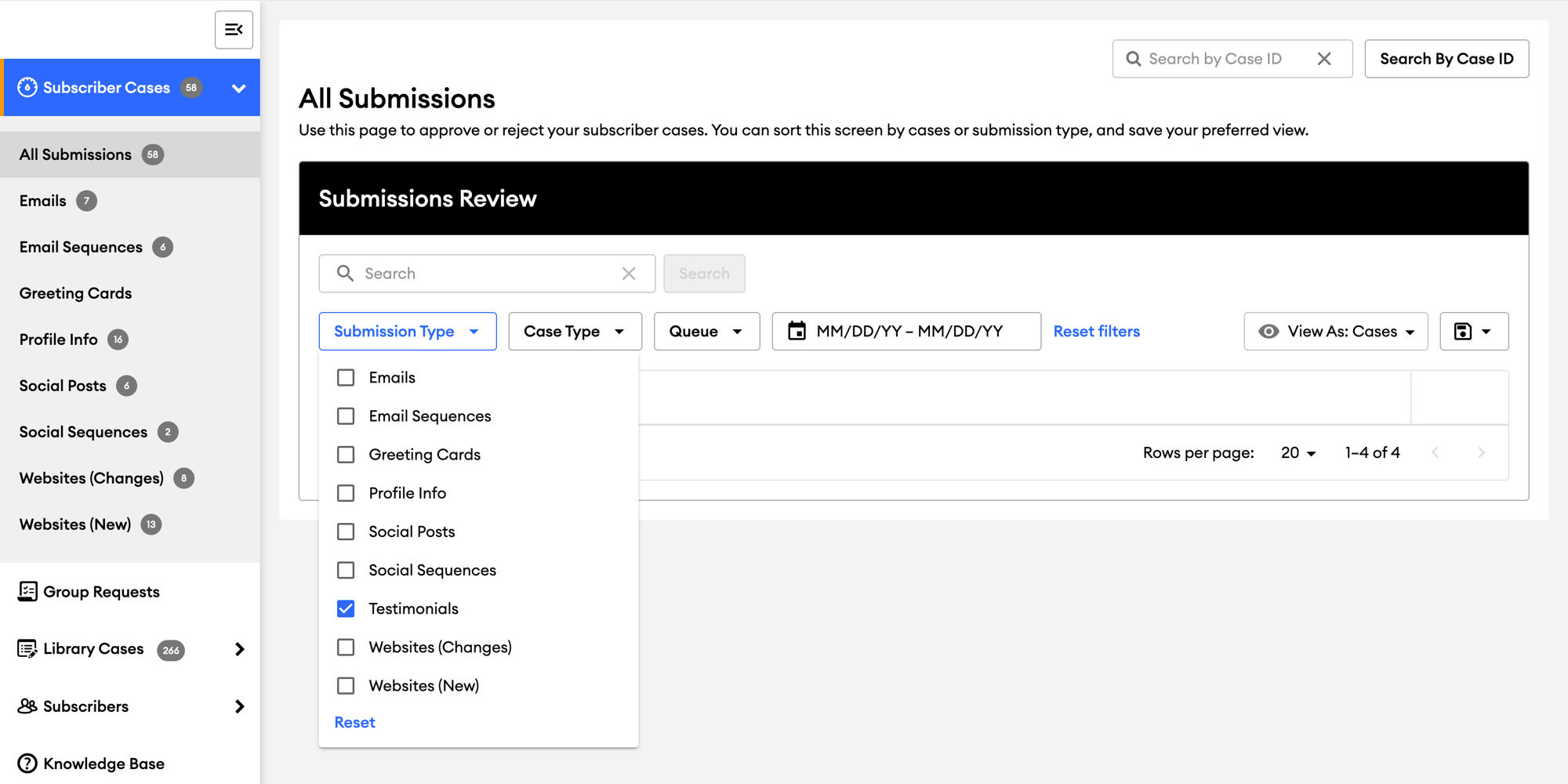 MockUp-ComplianceAdmin-FilterTestimonials