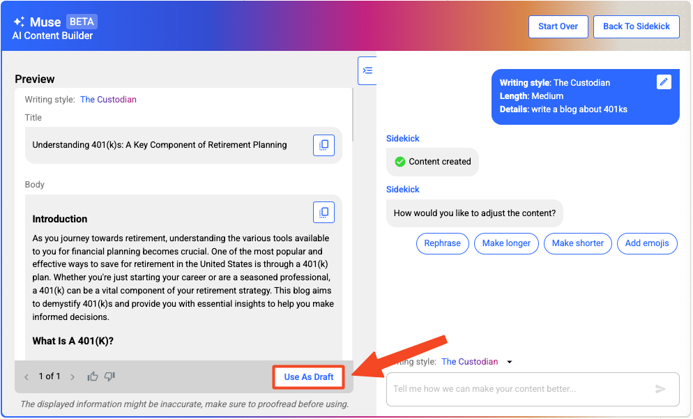 Use As Draft Button Use As Draft Button
