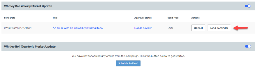 FMG Publisher Admin _ Scheduled Reminder Emails for Automations_ Send Reminder Button FMG Publisher Admin _ Scheduled Reminder Emails for Automations_ Send Reminder Button
